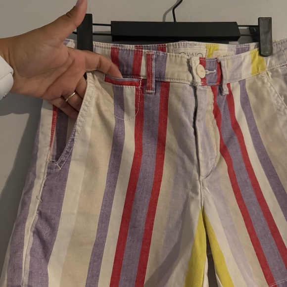 Anthropologie Rainbow Stripe Relaxed Chino Shorts - Picture 3 of 7